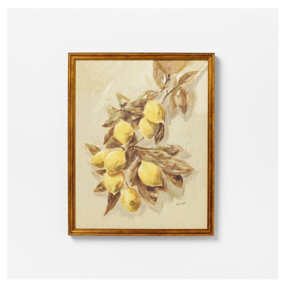Threshold Lemon Vintage Framed Wall Art with Gold Frame Designed with Studio McG